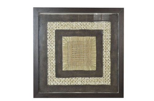 26" X 2" X 35" 35'' Brown, Wood, Fabric And Glass - Shadow Box (342824)