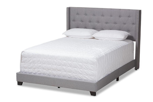 Light Grey Fabric Upholstered King Size Bed Brady-Grey-King