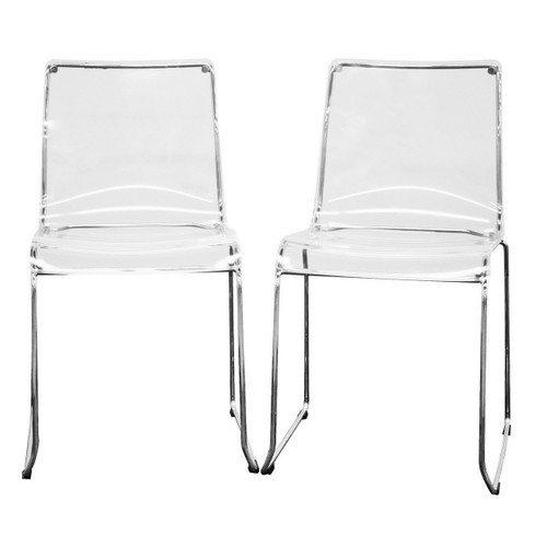 Lino Transparent Clear Acrylic Dining Chair - (Set of 2) CC-53-Clear