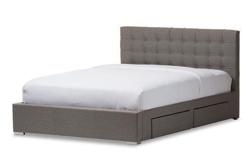 Rene King Grey Fabric 4-Drawer Storage Platform Bed CF8497-King-Grey