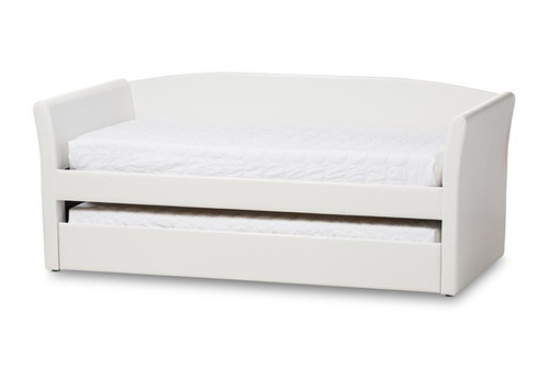 Camino White Faux Leather Daybed with Trundle CF8756-White-Day Bed