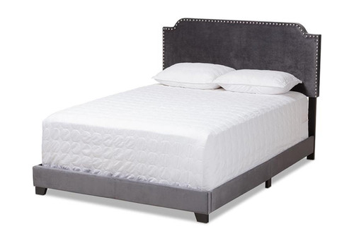 Dark Grey Velvet Upholstered King Size Bed Darcy-Grey-King