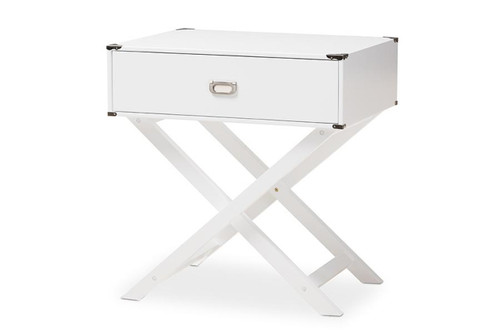 Curtice White 1-Drawer Wooden Bedside Table GDL7628-White-CT