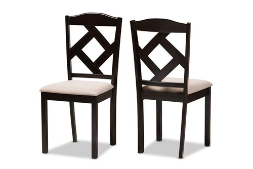 Ruth Upholstered Dining Chair - (Set of 2) RH133C-Dark Brown/Sand-DC