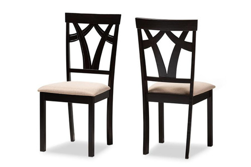 Sand Upholstered And Espresso Brown Dining Chair (Set Of 2)