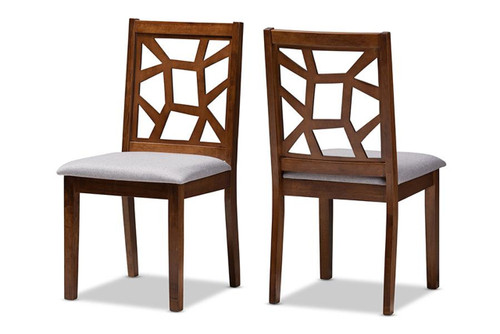 Grey Upholstered And Walnut Brown Dining Chair (Set Of 2)