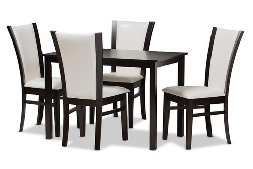 Adley 5-Piece Dining Set RH5510C-Dark Brown/White Dining Set