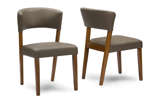 Montreal Walnut Grey Faux Leather Dining Chairs - (Set of 2) RT281-CHR