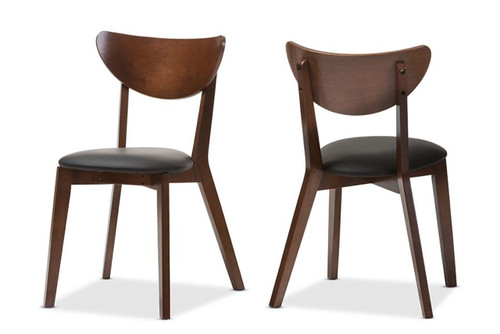 Sumner Black Faux Leather Dining Chair - (Set of 2) RT331-CHR-Dark Walnut
