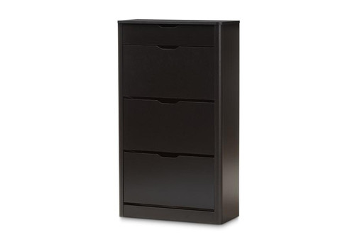 Cayla Black Wood Shoe Cabinet SESC214-Black-Shoe Cabinet