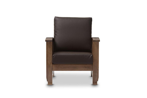 Charlotte Brown Leather Lounge Chair SW3513-Dark Brown/Walnut-M17-CC