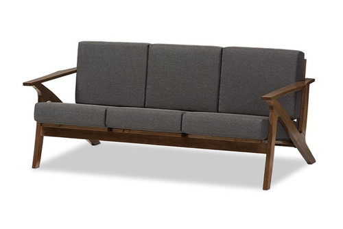 Cayla And Walnut Brown Wood Livingroom Sofa SW5236-Grey/Walnut-M17-SF