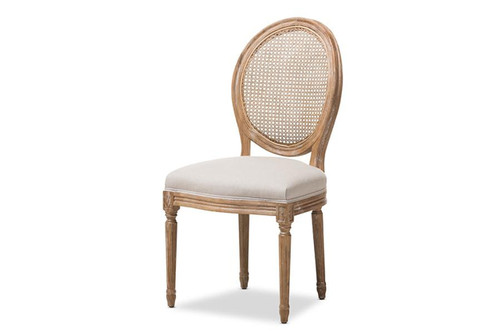 Adelia Oak and Dining Side Chair with Round Cane Back TSF-9315B-Beige-DC