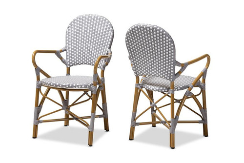 Best Baxton Studio Indoor/Outdoor Beige And Red Bamboo Dining Chair (Set Of 2)