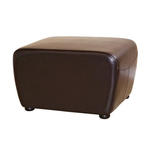 Dark Brown Full Leather Ottoman with Rounded Sides Y-051-001-dark brown