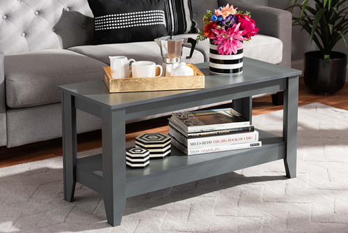 Elada Modern And Contemporary Grey Finished Wood Coffee Table CT8000-Grey-CT