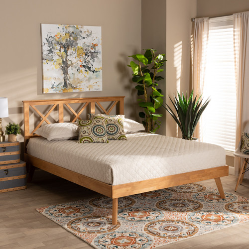 Galvin Modern And Contemporary Brown Finished Wood Full Size Platform Bed SW8219-Rustic Brown-Full