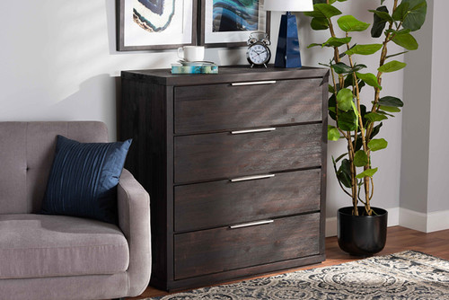 Titus Modern And Contemporary Dark Brown Finished Wood 4-Drawer Chest Titus-Mocha-4DW-Chest