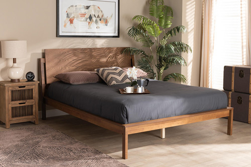 Giuseppe Modern And Contemporary Walnut Brown Finished Queen Size Platform Bed MG-0049-Ash Walnut-Queen