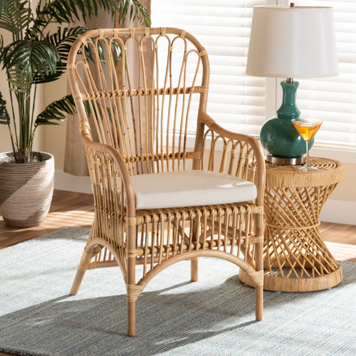 Aya Modern And Contemporary Natural Finished Rattan Armchair Aya-Natural-CC