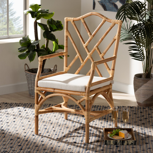 Delta Modern And Contemporary Natural Finished Rattan Dining Armchair Delta-Natural-CC