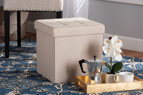 Palmer Modern and Contemporary Beige Fabric Upholstered Wood Storage Ottoman 4A-134CR-Beige-Storage Ottoman