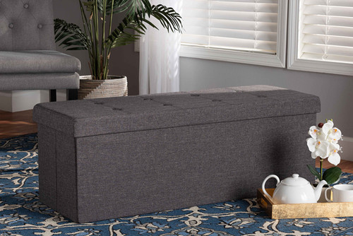 Haide Modern and Contemporary Dark Grey Fabric Upholstered Storage Ottoman 4A-311DG-Dark Grey-Storage Ottoman