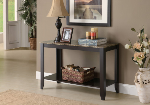 28.75" Cappuccino Particle Board Accent Table With A Marble Top (333588)