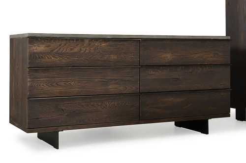 30" Dark Aged Oak Wood And Metal Dresser (283061)