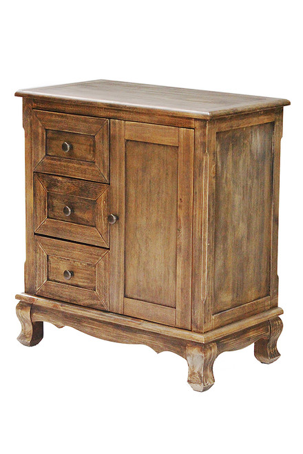 30" Rustic Wood Accent Cabinet With 3 Drawers And A Door (294788)