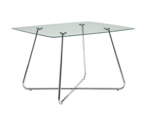 31" Chrome Metal And Clear Tempered Glass Dining Table (332597)