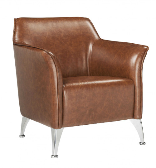 31" X 33" X 33" Brown Pu Upholstery Metal Leg Accent Chair (347300)