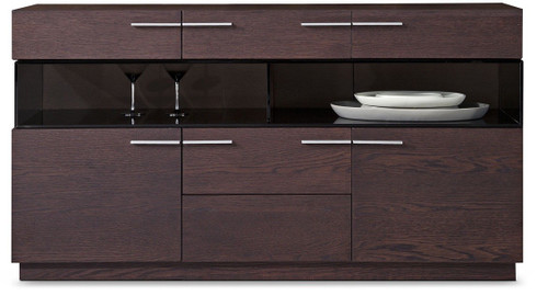 32" Brown Veneer And Glass Buffet (284410)