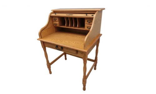 32" X 24" X 44.5" Harvest Oak Hardwood Mini Roll Top Desk (356124)