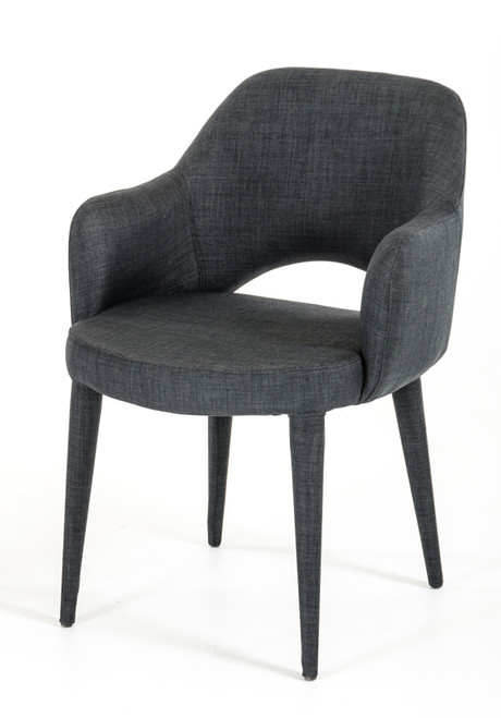 34" Dark Grey Fabric And Metal Dining Chair (283128)