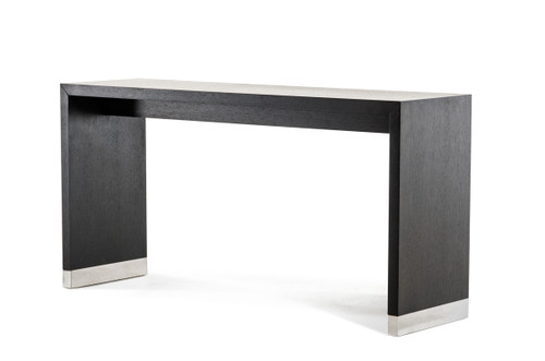 35" Wenge Veneer And Stainless Steel Bar Table (284367)