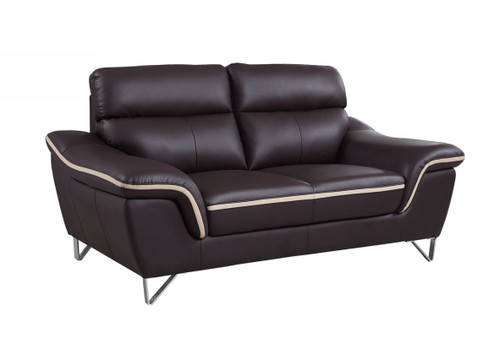 36" Contemporary Brown Leather Loveseat (329488)