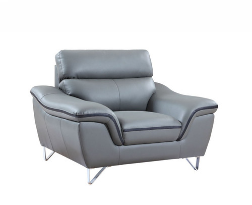 36" Contemporary Grey Leather Chair (329501)