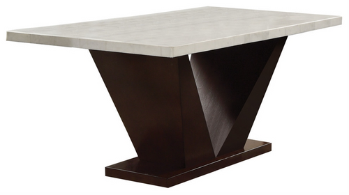 36" X 59" X 30" White Marble And Walnut Dining Table (286018)
