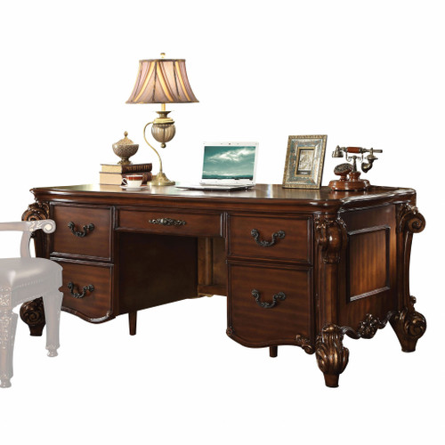 37" X 74" X 31" Cherry Wood Poly Resin Executive Desk (348663)