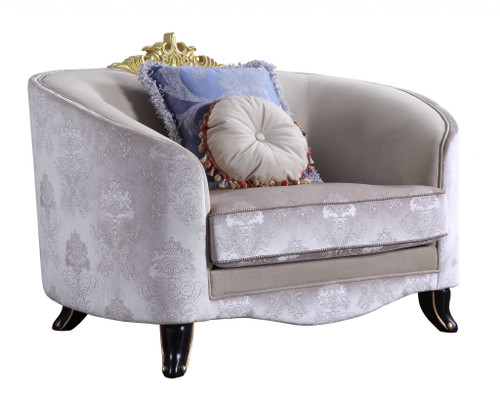 38" X 51" X 41" Cream Fabric Upholstery Chair W/2 Pillows (347277)