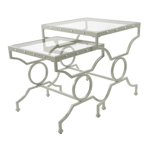 38.5" X 43.5" X 43" Silver, Tempered Glass -2Pcs Nesting Table Set (333162)