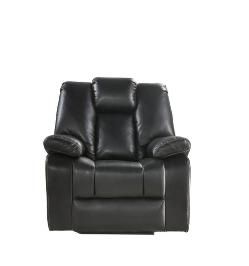 39" X 39" X 43" Black Leather-Aire Upholstery Recliner (Power Motion) (347295)