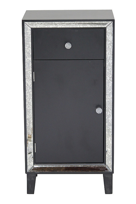 41.5" Black Accent Cabinet With A Drawer And A Mirrored Door (319829)