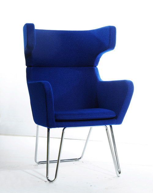 43" Blue Fabric, Wool, And Polyester Lounge Chair (283982)