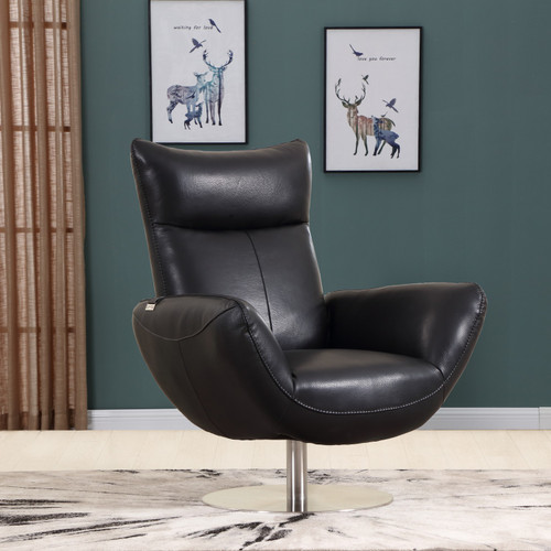 43" Contemporary Black Leather Lounge Chair (329697)