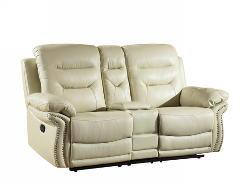 44" Comfortable Beige Leather Console Loveseat (329421)
