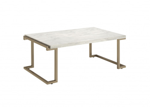 44" X 23.75" X 18" Faux Marble Champagne Coffee Table (286329)