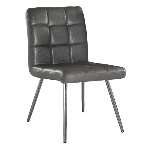 47" X 37" X 63" Grey, Foam, Metal, Polyurethane, Leather-Look - Dining Chairs 2Pcs (332599)