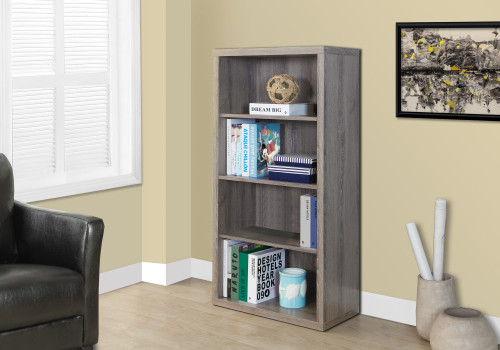 47.5" Dark Taupe Particle Board And Mdf Bookshelf With Adjustable Shelves (333358)